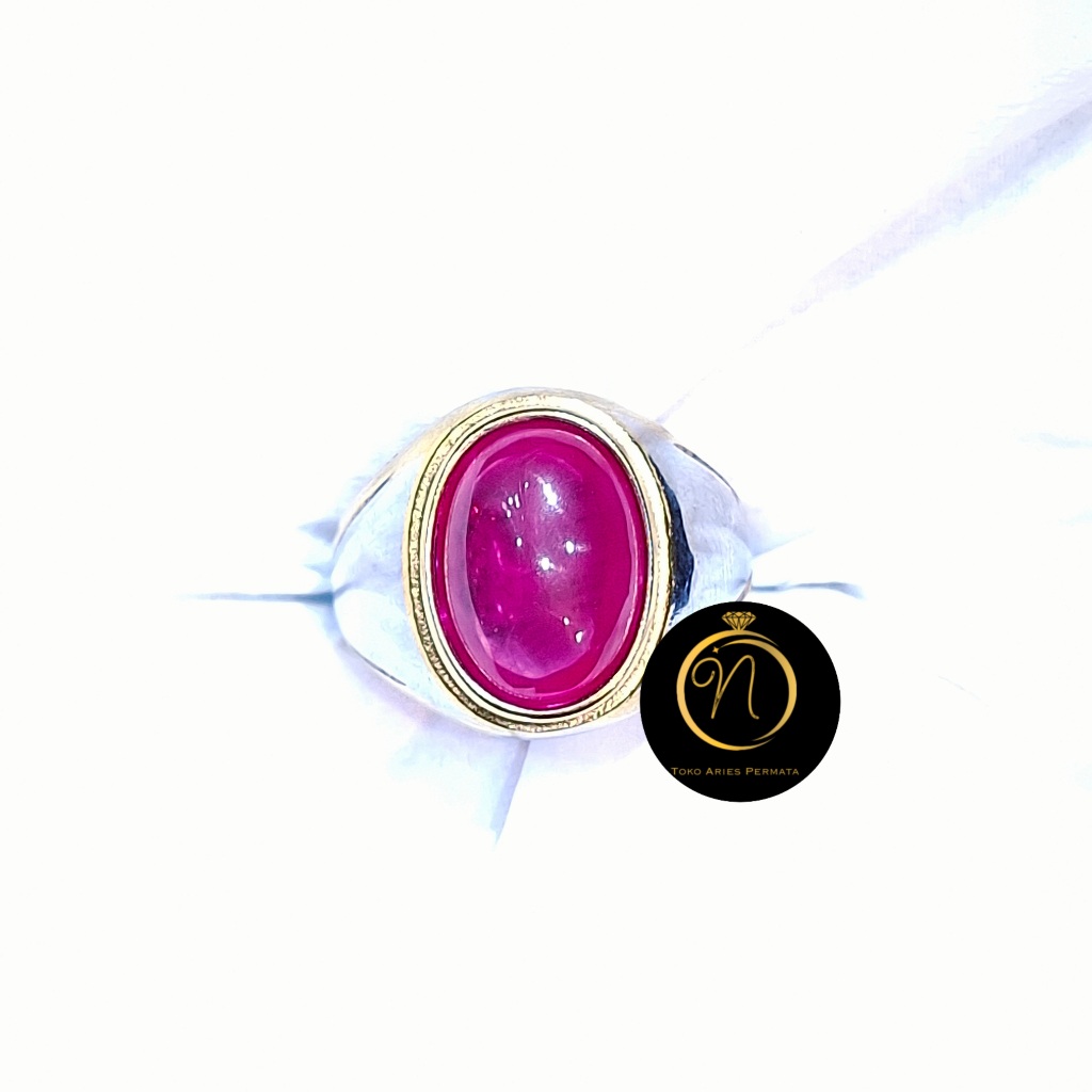 Cincin Batu Permata Merah Siam Rose Kapas Super Premium dan Super Mewah Dim 10x14