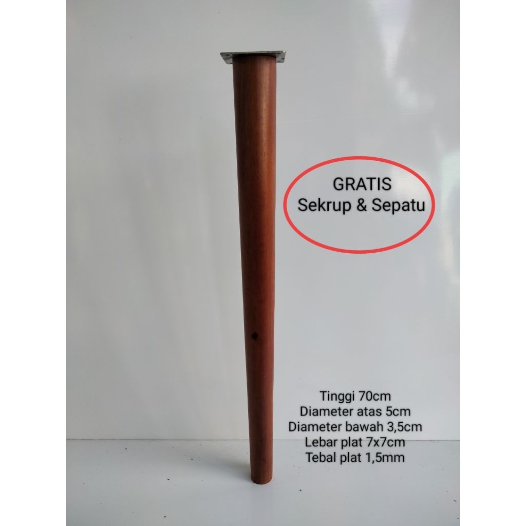 Kaki meja bubut bulat kayu retro 70cm