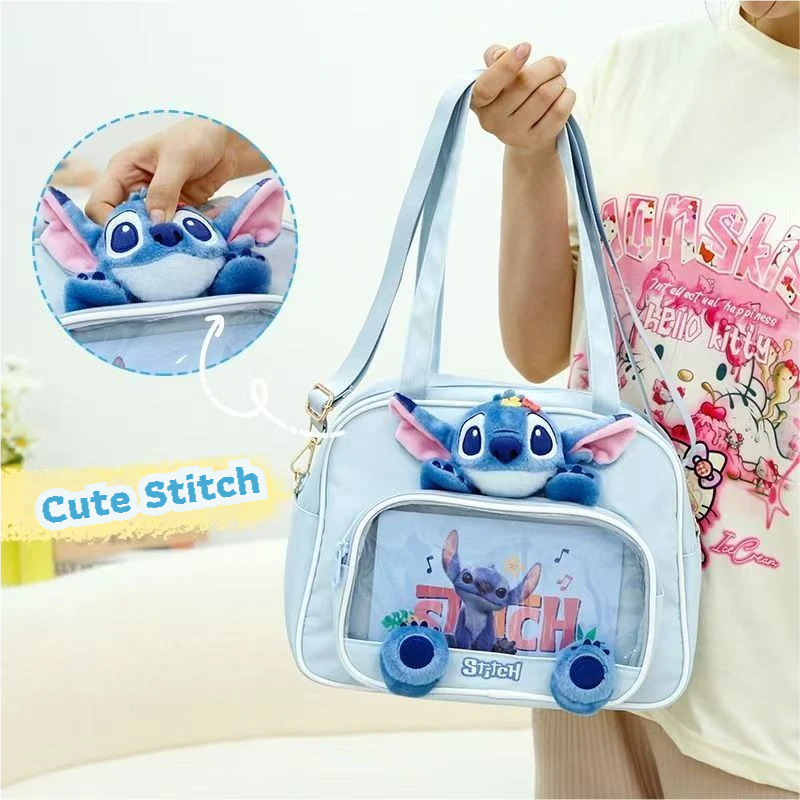 ItaBag Shoulderbag Wanita/Tas Selempang Karakter Stitch Biru Transparan Tas Boneka Imut Lucu