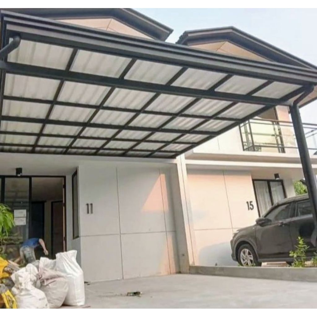 kanopi Atap alderon upvc dobel layer rangka hollow galvanis