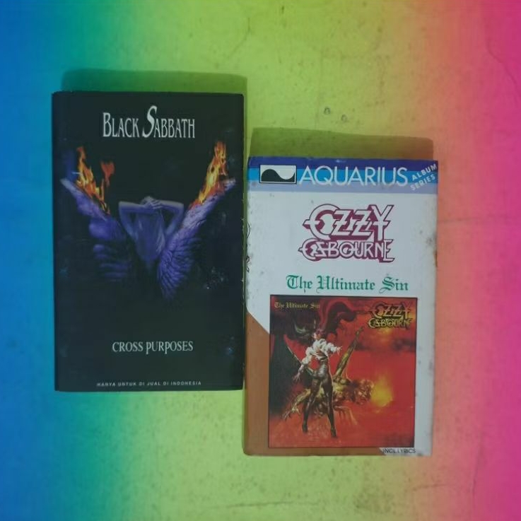 kaset BLACK SABBATH cross purposes + BONUS ozzy osbourne THE ULTIMATE SIN (baca deskripsi).
