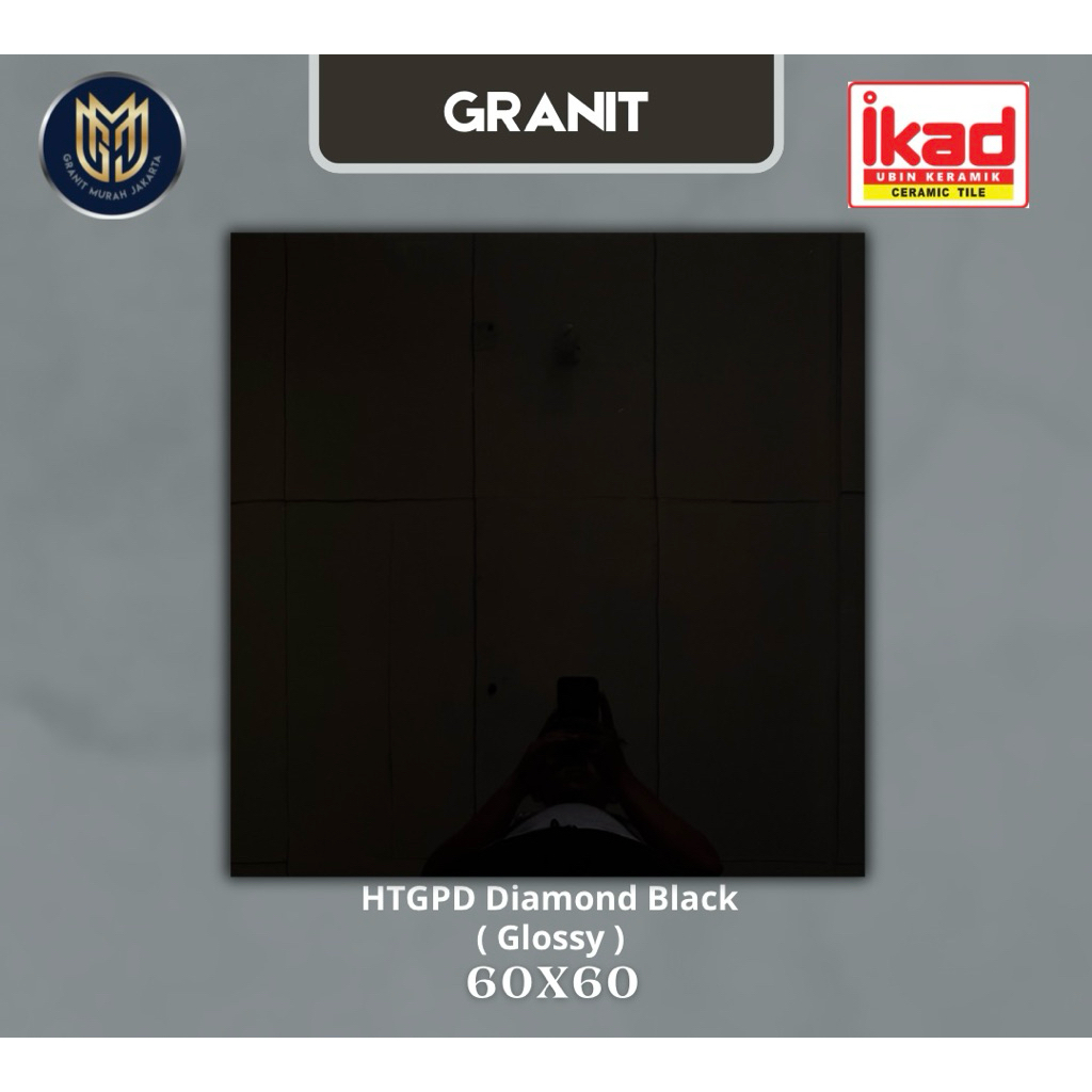 Granit 60x60 hitam polos HTGPD diamond black ikad - Glossy