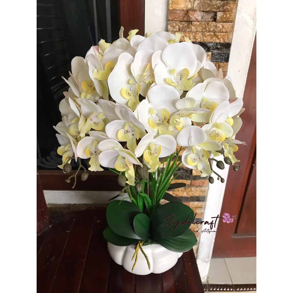 ANGGREK LATEX 10 TANGKAI VAS KERAMIK
