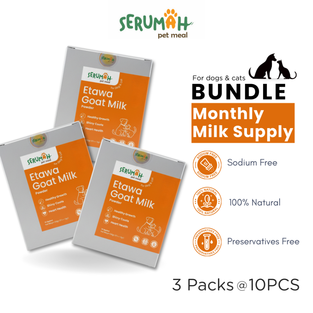Serumah Etawa Goat Milk Powder / Susu Kambing Etawa 3 Box (30 x 12gr) - For Dog / Anjing & Cat / Kuc