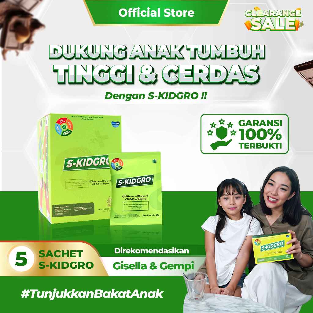 S-KIDGRO 5 SACHET – Susu Peninggi Badan Anak Usia  2–15 Tahun Tinggi Kalsium