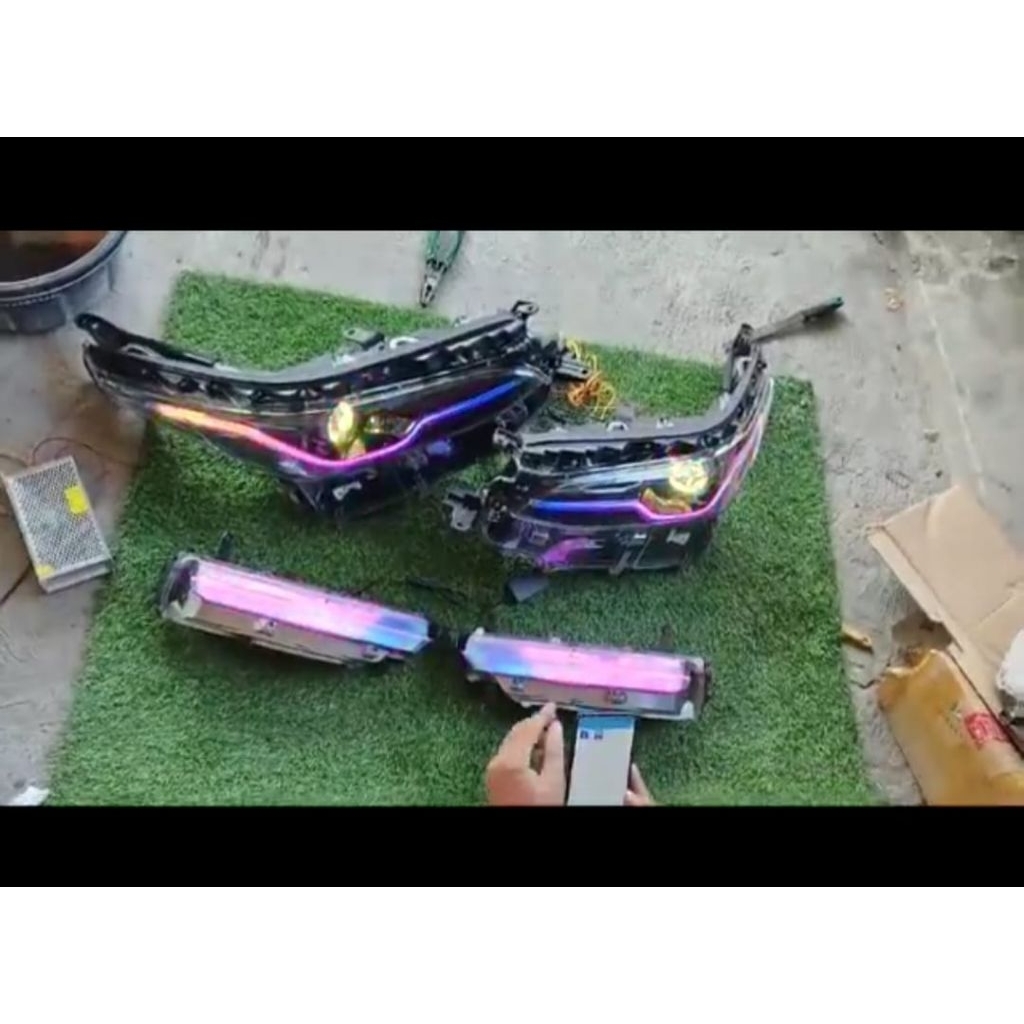 PAKETAN HEADLAMP Fortuner GR Full Biled PRO7 RGB dan DRL Bemper Full RGB MATRIX