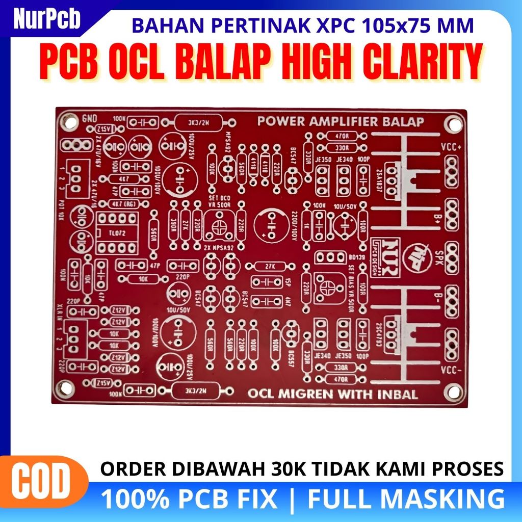 NUR PCB - PCB Power Amplifier OCL Hi-Fi Balap