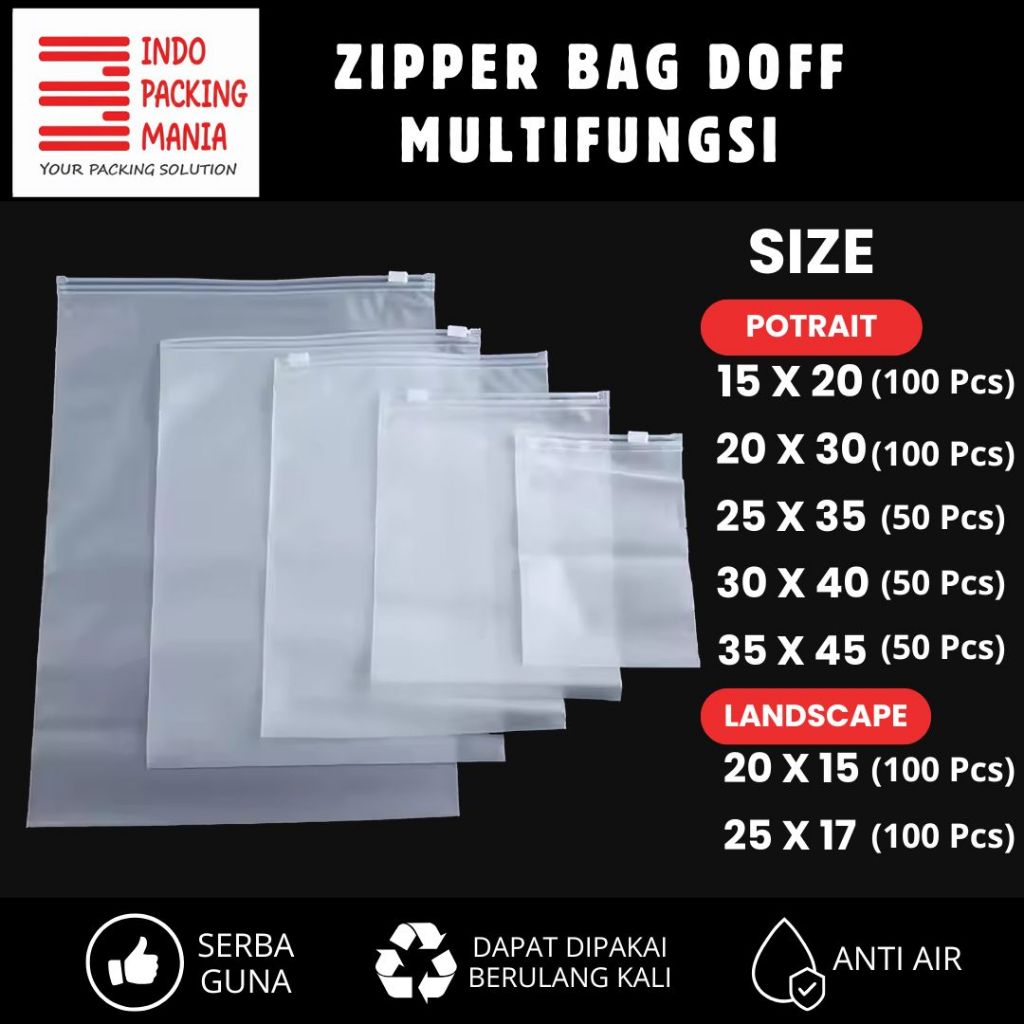 Zipper Bag Doff / Zipper Bag Pouch Doff/ Ziplock Sleting/ Organizer Travel Pouch