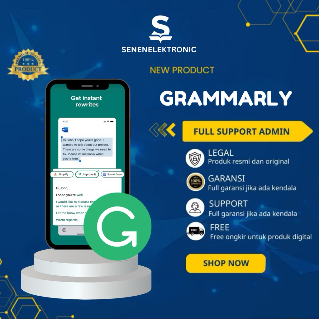 Grammarly Premium Plus 1 Tahun - Beda Dengan Yang Biasa Lebih Mahal Tapi Lebih Worth It Not Lifetime