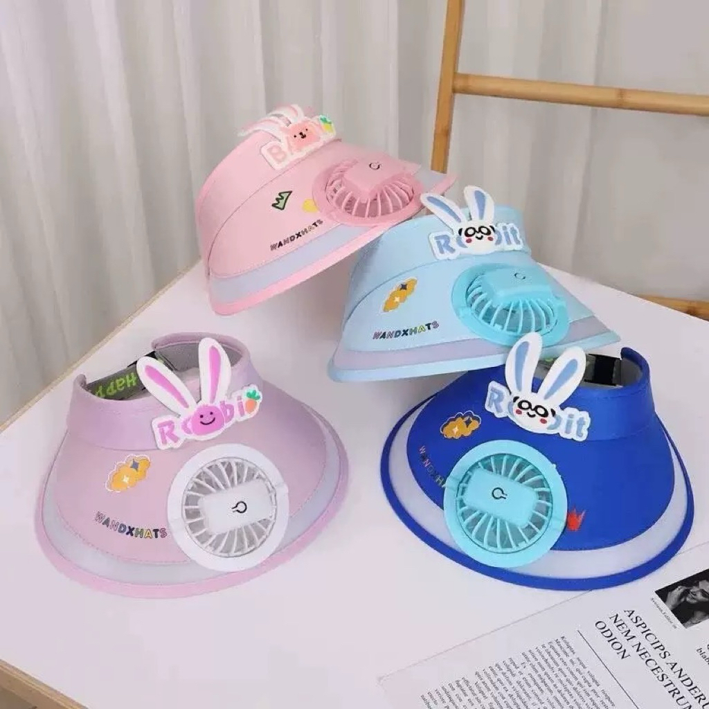 Topi Kipas Anak l Karakter Lucu l Anti Panas l Kipas Portable