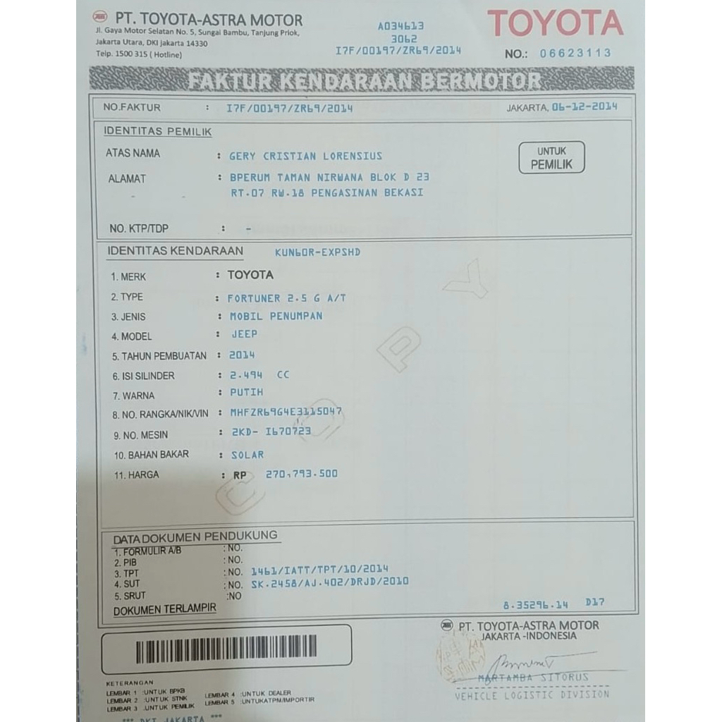 FAKTUR KENDARAAN BERMOTOR