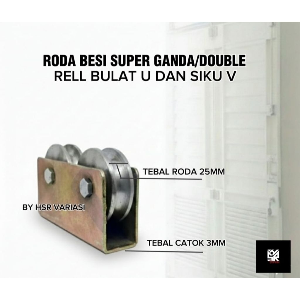 Roda super pintu ganda ukuran 6cm,7cm,8cm,10cm ornamen pagar besi,stenless,kayu berkualitas