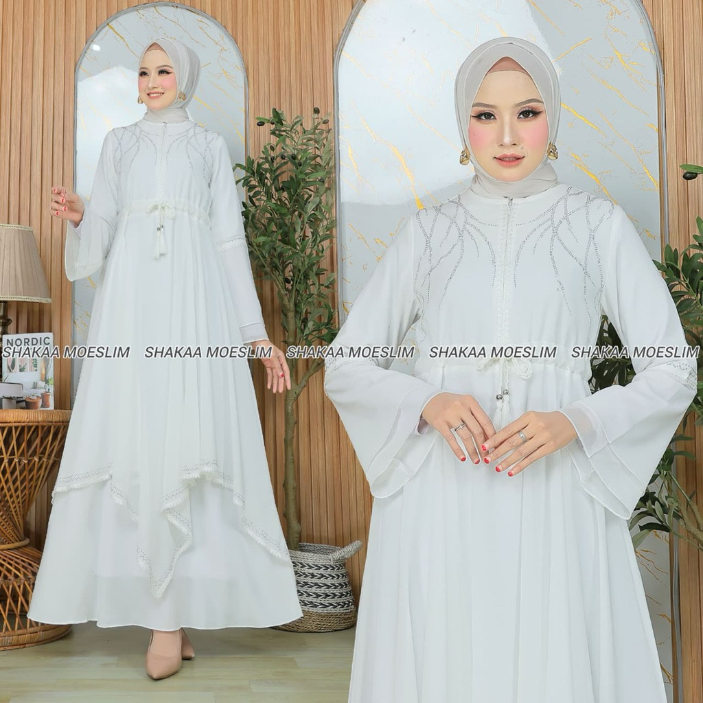 Alanna Abaya - Abaya putih gamis putih arab abaya turki umrah haji