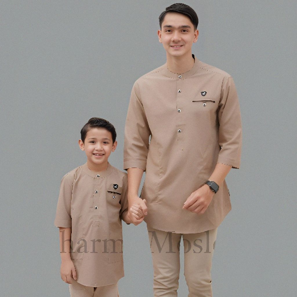 Koko Kurta Pakistan Polos Couple Ayah Dan Anak Terbaru Lengan 3/4 Warna Milo Terlaris Termurah Koko 