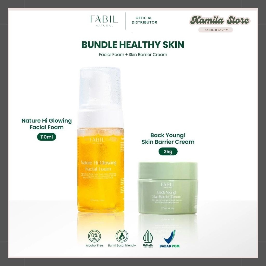 [2 pcs] Fabil Bundle Back Young Skin Barrier Cream + Facial Foam - Paket Skincare Kunci Kulit sehat 
