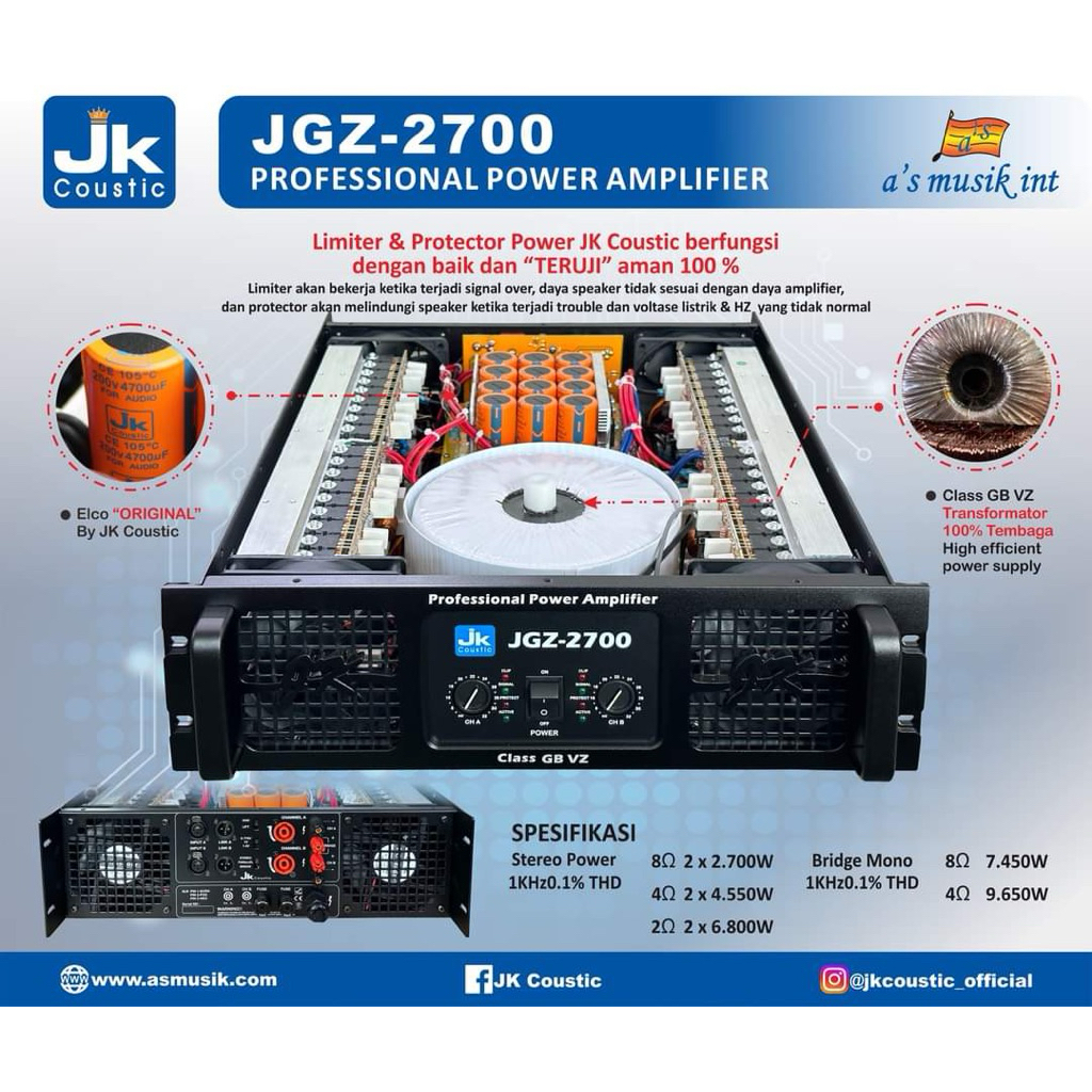 Power Amplifier JK COUSTIC JGZ 2700 Class GB VZ