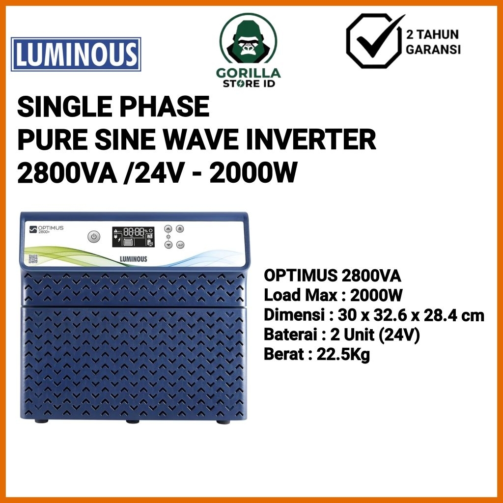 INVERTER LUMINOUS OPTIMUS PURE SINE WAVE 2800VA 24V
