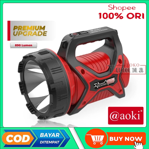 AOKI Senter Tangan Led Super Terang AK-6671 MAX 50Watt Senter Led Jumbo Cas Ulang Super Terang