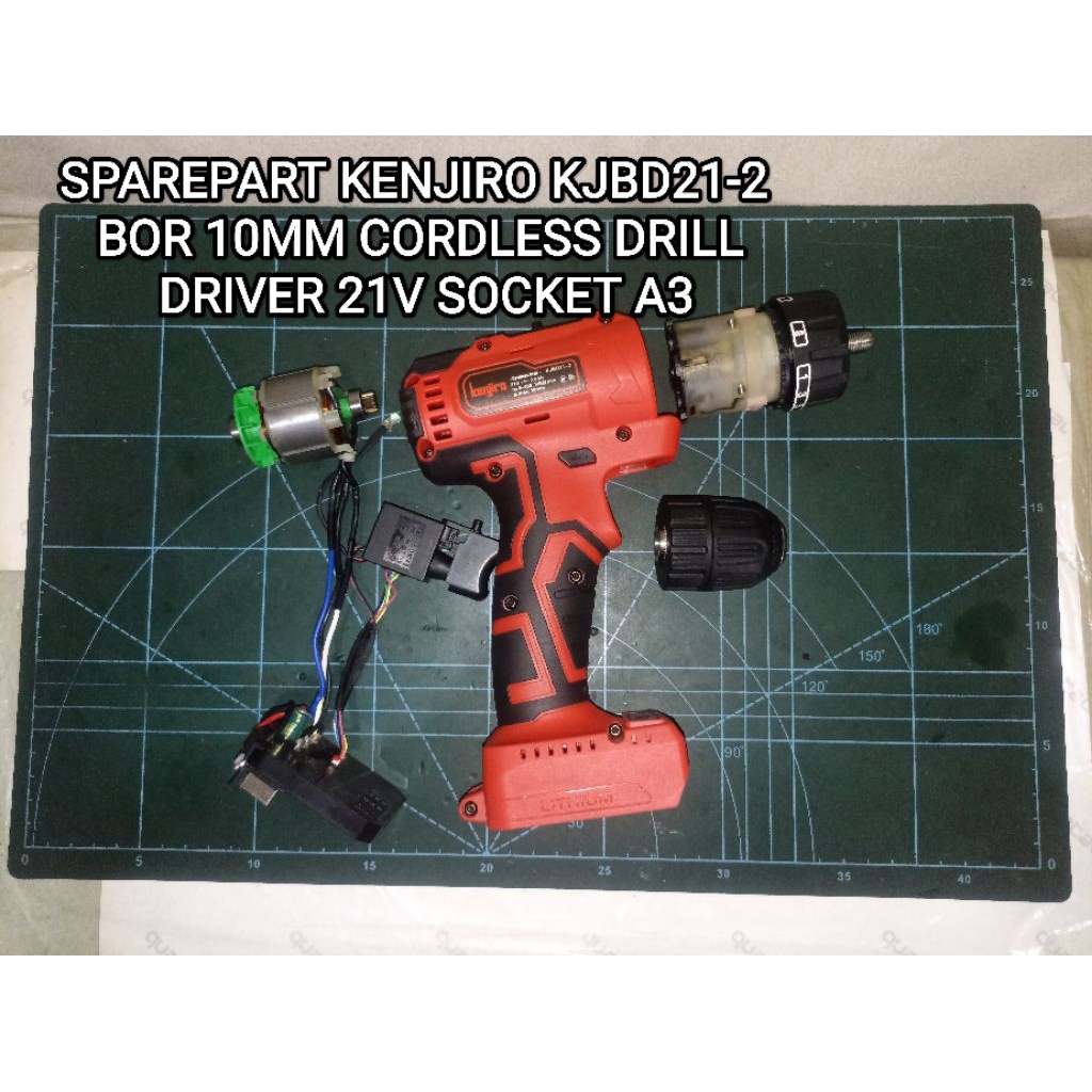 sparepart bor baterai Kenjiro KJBD21-2 10mm cordless drill driver part casing body dinamo brushless 