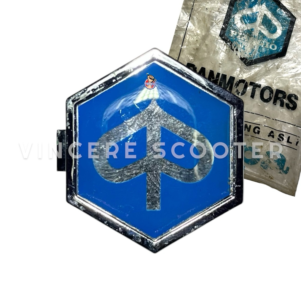 Emblem Chung Hidung Dasi Danmotor Biru Vespa Excel
