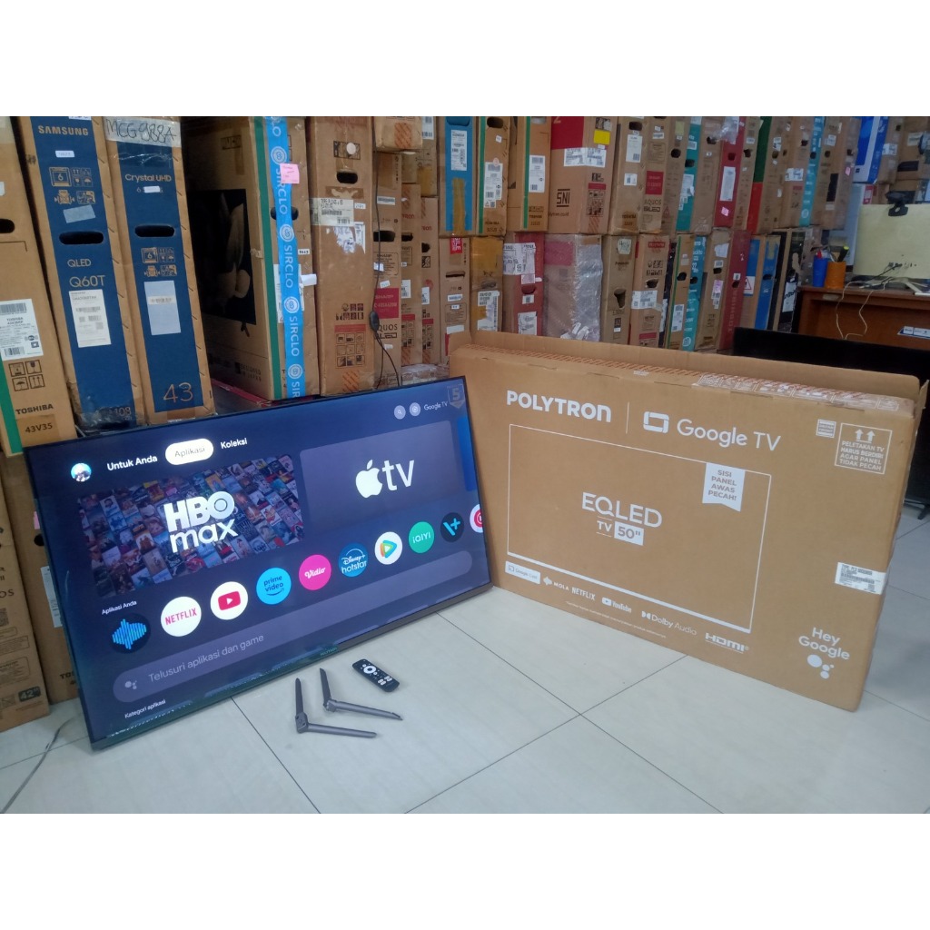 Google TV EQLED Polytron 50 inci 4K UltraHD Sudah bisa Youtube Digital TV Kondisi bekas pemakaian 54