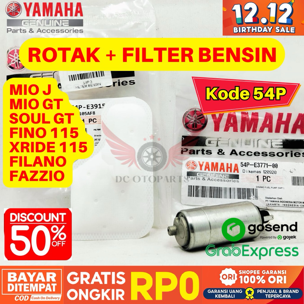 PAKET DISKON 54P ROTAK + FILTER BENSIN MIO J ORIGINAL YAMAHA GENUINE PARTS, PAKET DISKON ORIGINAL RO