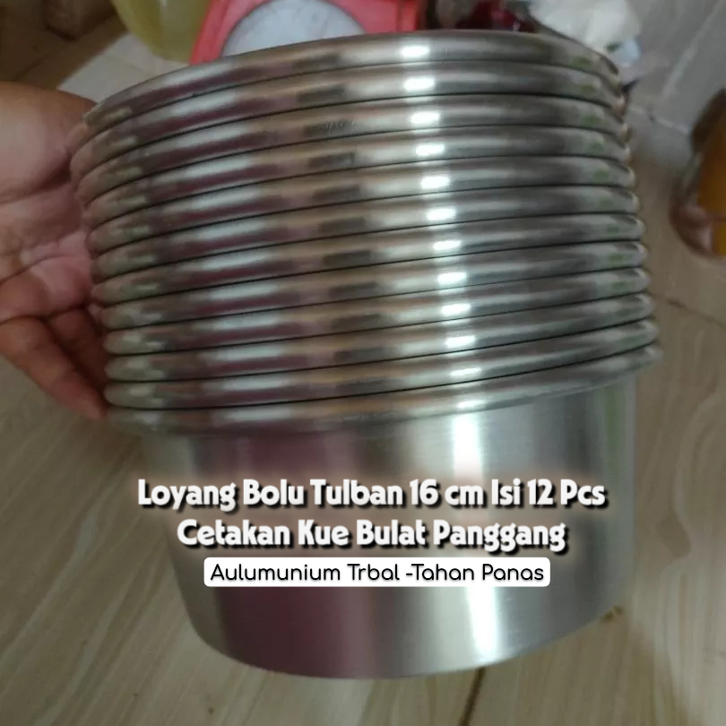 Loyang Bolu Tulban 16 cm Isi 12 Pcs – Cetakan Kue Bulat Panggang