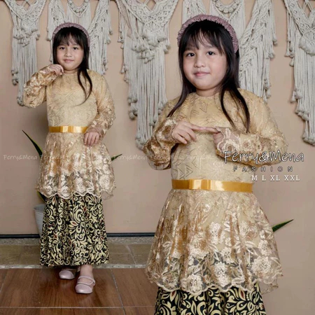 Setelan Baju Brokat Tille Anak Umur 5-12 Tahun Kebaya Anak Perempuan Kebaya Wisuda Kebaya Kartini Pa