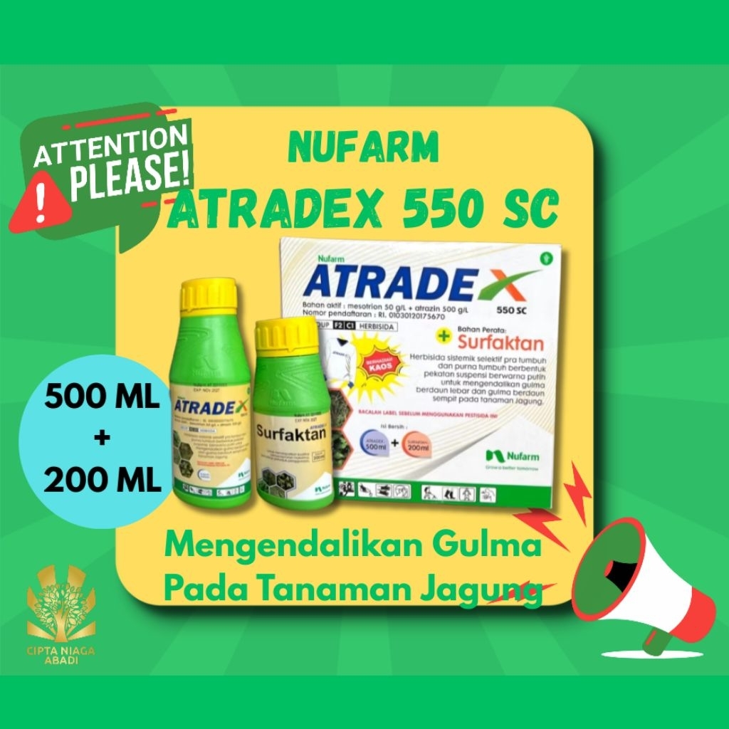 Herbisida Sistemik Selektif ATRADEX 550 SC, 500 ml + Surfaktan 200 ml