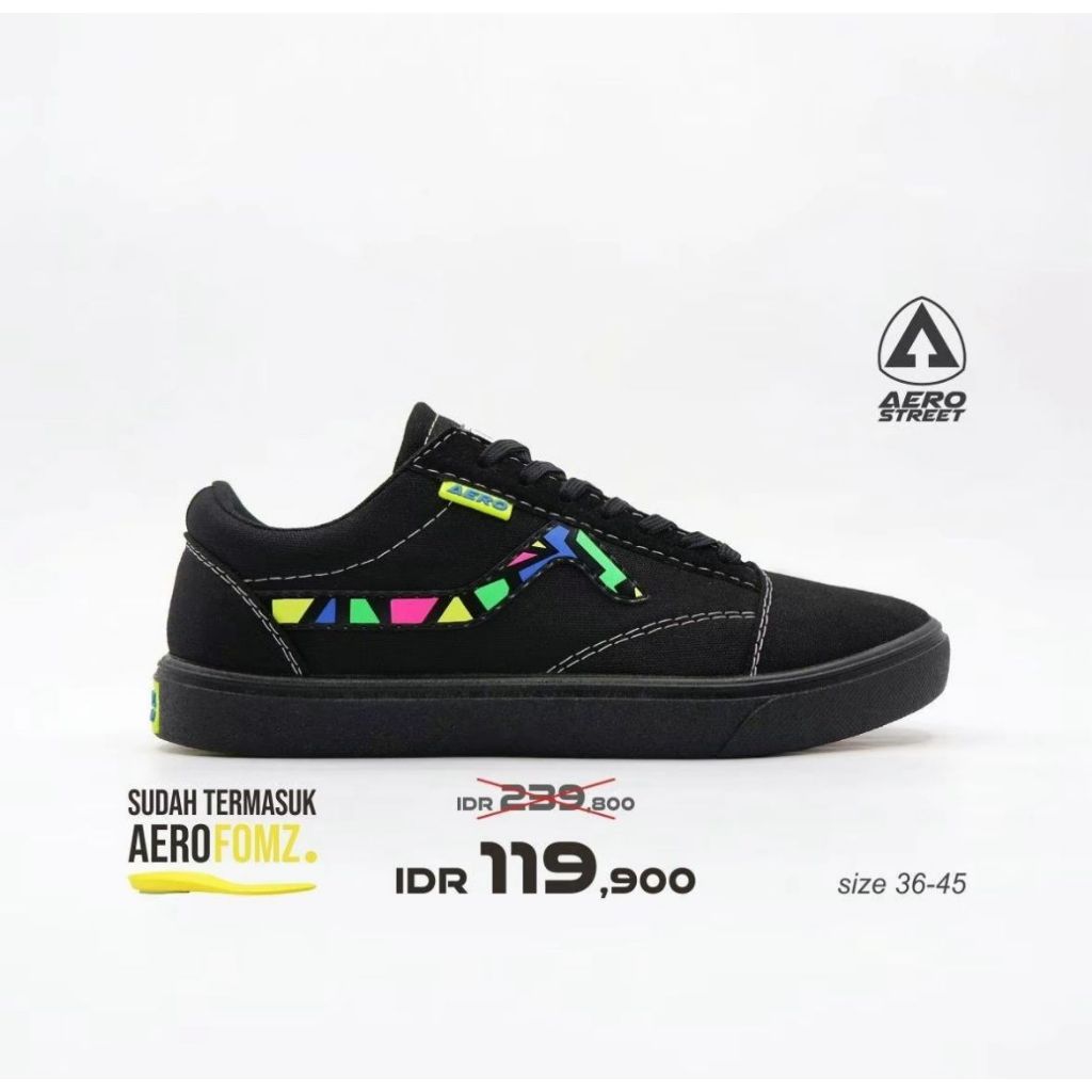 Aerostreet 37-44 Massive X Volt Hitam Hitam - Sepatu Sneakers Pria Casual