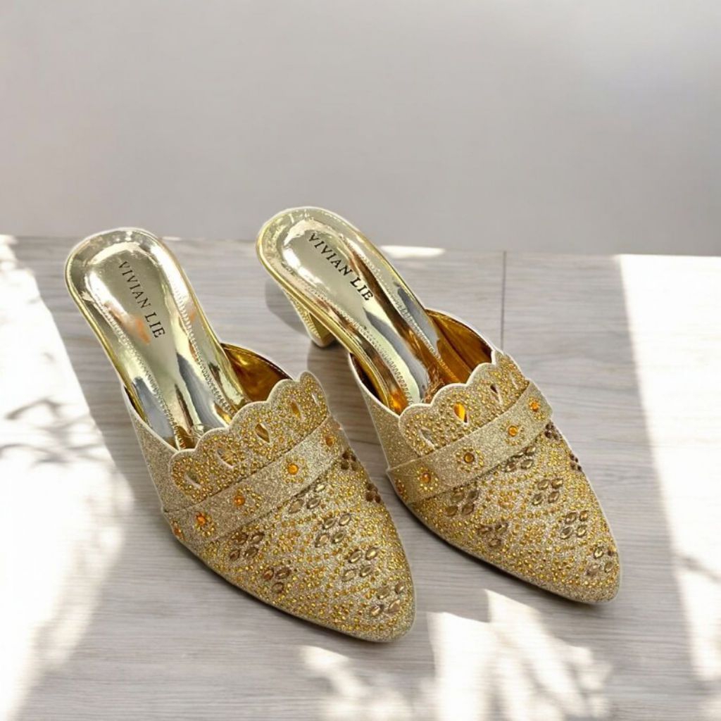 Sandal pesta wanita sendal pengantin sendal kebaya cantik 5 cm sandal heels