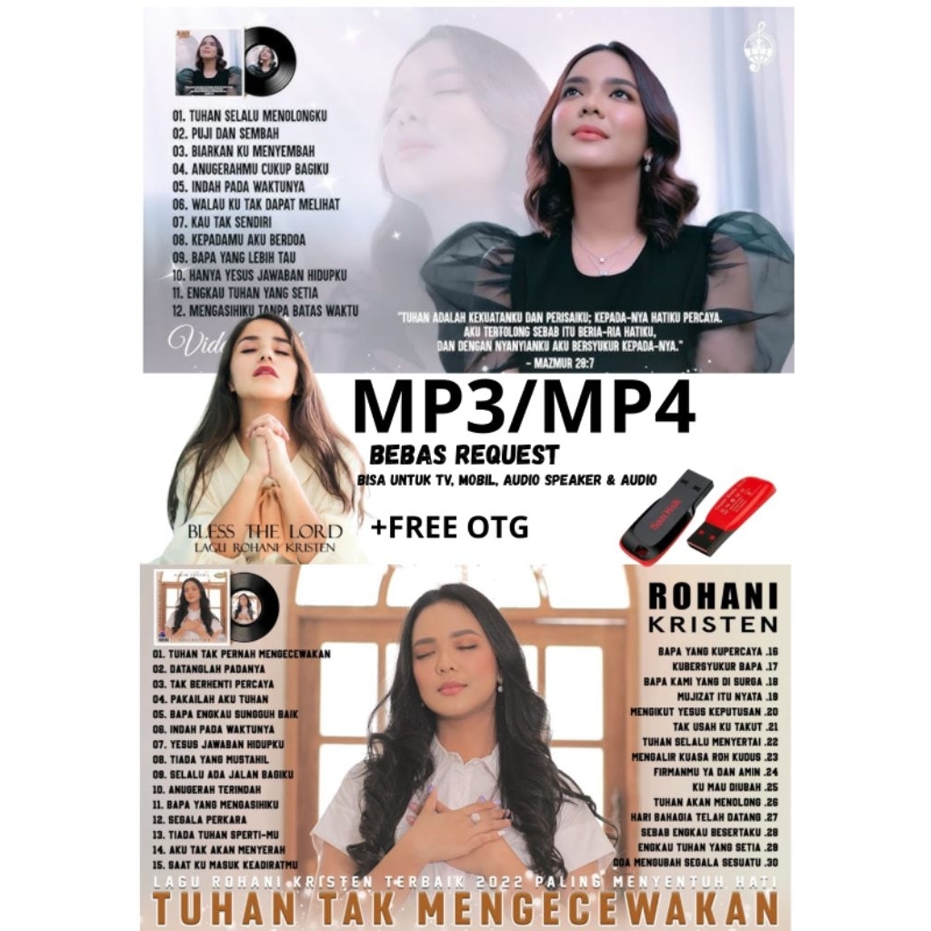 USB ISI LAGU ROHANI KRISTEN KATOLIK FLASH DISK (sandisk,vgen) bebas request dan free otg type c