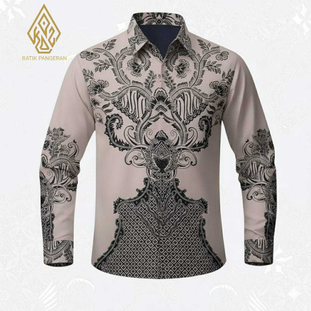 Kemeja Batik Pangeran Motif Bara Slimfit Lengan Panjang Batik Solo