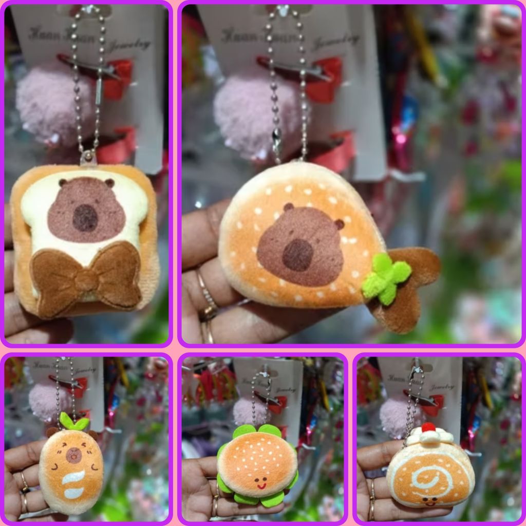 Ganci Roti Capybara Gantungan Kunci Tas Karakter Roti Lucu
