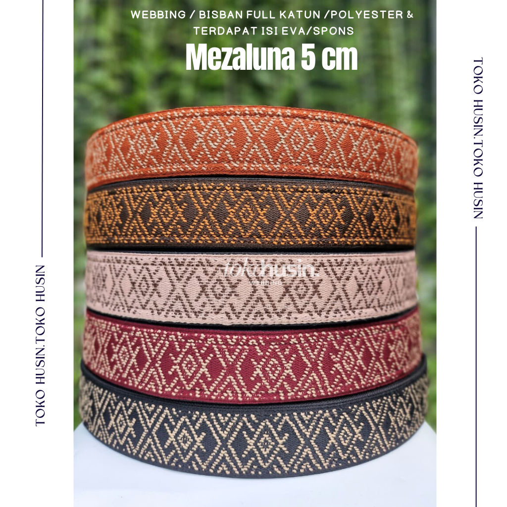 Webbing Bisban Pita 5 cm Bahan Polyester Katun Premium Tali Sandal /Tali Serbaguna Motif Tenun 'Meza