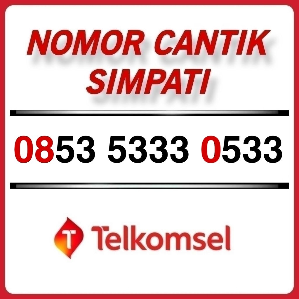 Telkomsel No Cantik Simpati As 0853 5333 0533, Nomor Cantik Telkomsel, Nomer Cantik Simpati
