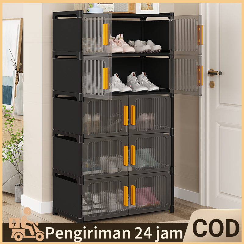 COD Lemari Sepatu Rak Sepatu Tertutup Rak Kotak sepatu tertutup anti debu Rak Sepatu Serbaguna Rak S
