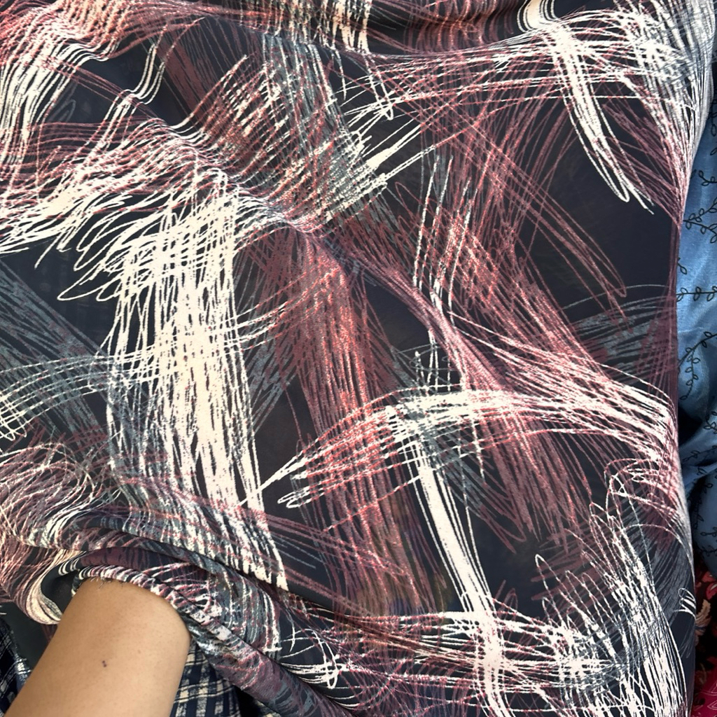 Kain Sifon Ceruti Premium Motif Abstrak - Bahan Gamis, Khimar & Dress Mewah - Lembut & Jatuh tre