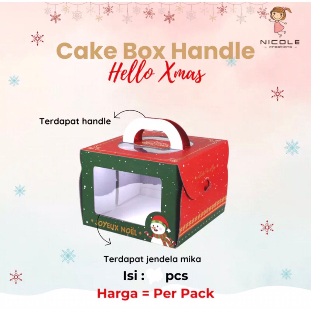 Dus 25x25 Cake Box Handle Hello Xmas Nicole Dus Natal 25 x 25 x 17.5 box kue puding hampers