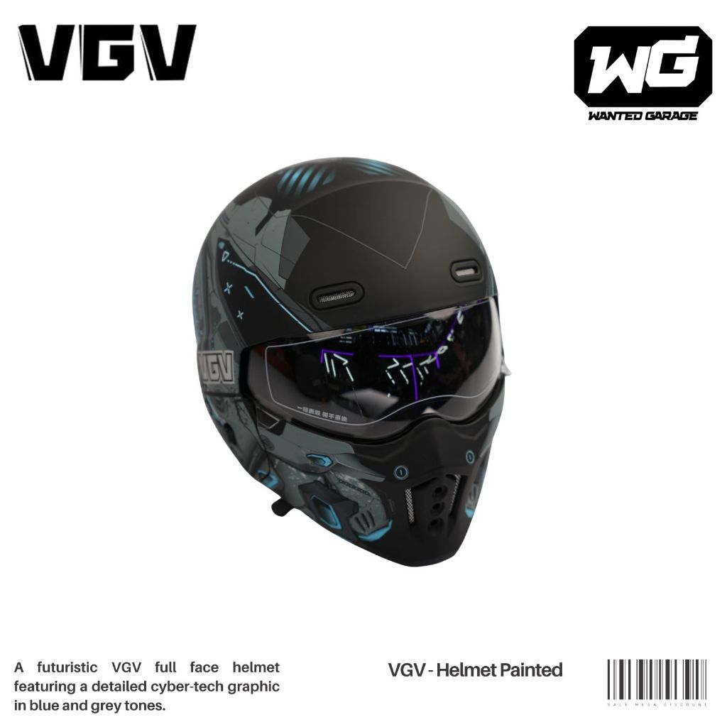 Helm VGV Full Face Painted – Helm Motor Racing Grafis Futuristik