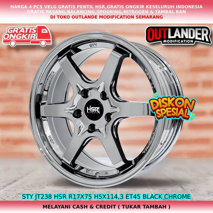 Velg black chrome ring17 velg mobil Juke| Qashqai| Xpander| Outlander| dll velg hsr sty R17