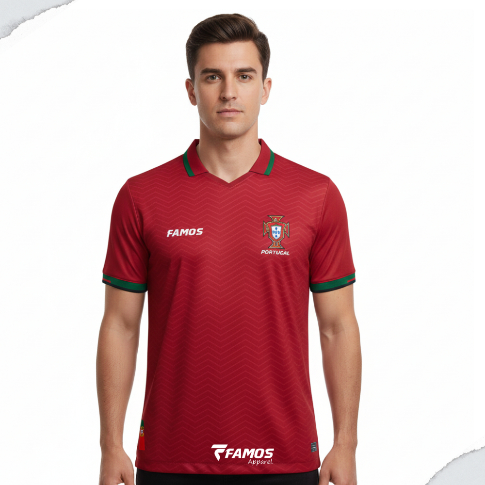 Jersey Football Portugal Edition - Red Chevron Series - FAMOS Apparel - Lengan Panjang/Pendek