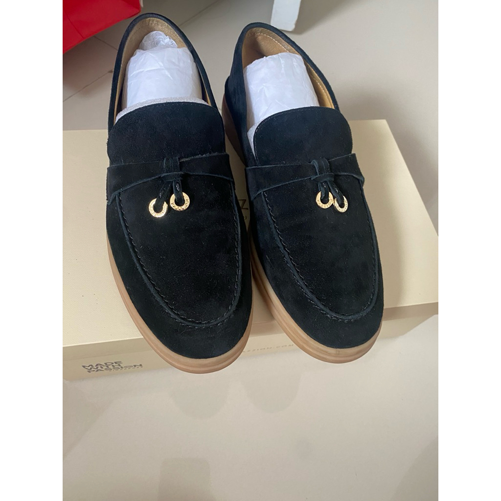 Pazzion Phoenix Suede Loafers-Black