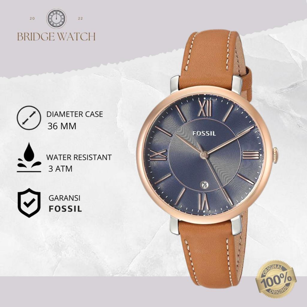Jam Tangan Wanita Fossil Jacqueline Analog Leather Kulit Slim Casual Original ES4274