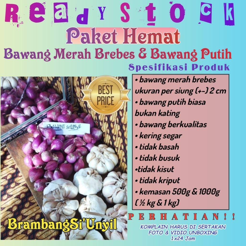 MIX BAWANG MERAH & BAWANG PUTIH FRESH KEMASAN 1 KG