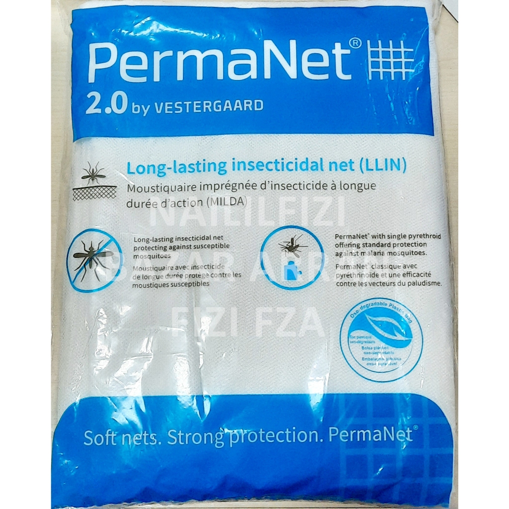 Kelambu Tidur LLiN anti nyamuk Malaria, Chikungunya, DBD, Zika, Permanet 2.0 190 cm x180 cmx180 cm