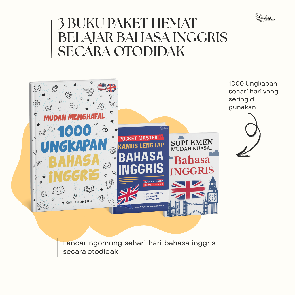 PAKET MURAH BELAJAR BAHASA INGGRIS MENGHAFAL 100O UNGKAPAN, KAMUS POCKET INGGRIS, SUPLEMEN BAHASA IN