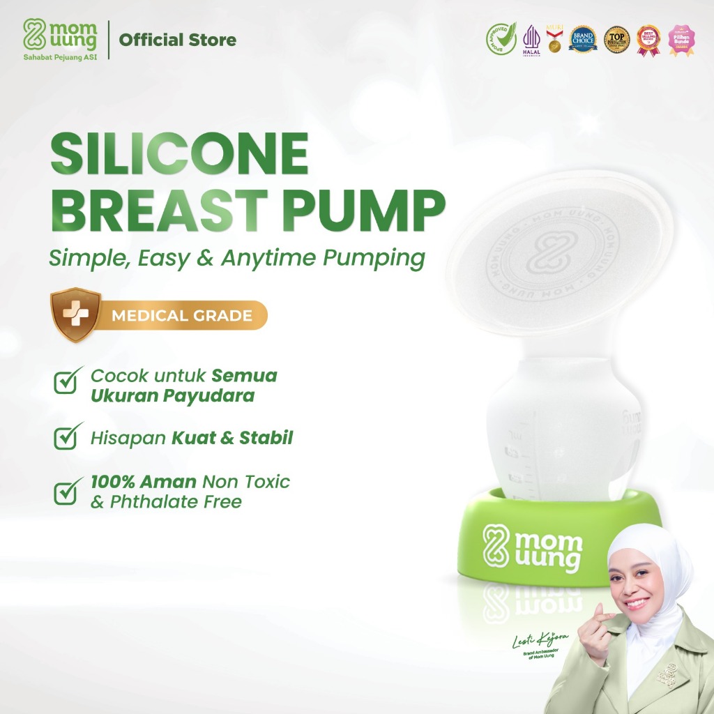 Mom Uung Silicone Breast Pump Penampung Asi 120ml BPA Free | Food Grade Silicone | Anti Tumpah dan B