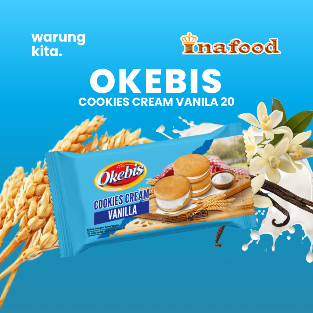 1 Dus - Okebis Inafood Cream Cookies 170gr x 20pack ( KARTONAN )