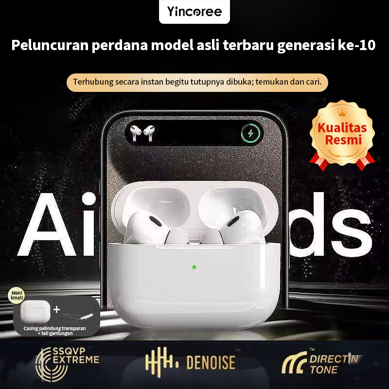 Yincoree Ai50 Earphone bluetooth TWS-pro5 Earphone Nirkabel Headset Bluetooth 6.0 AirPods earphones 